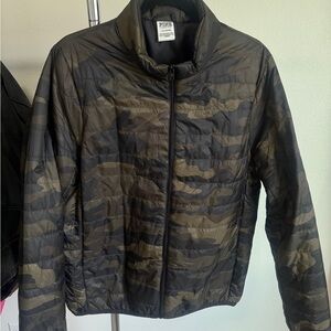 PINK Victoria's Secret Men's Camouflage Puffer Jacket - Black and Brown